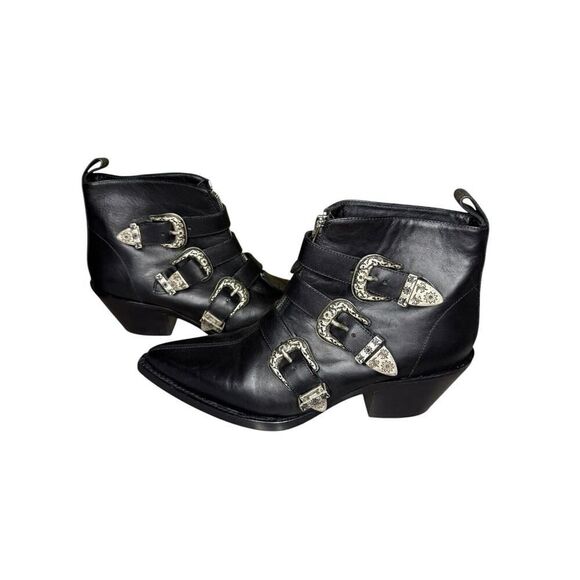 R13 Ankle Three Buckle Boot Black Leather sz 38 $995 - Picture 3 of 14